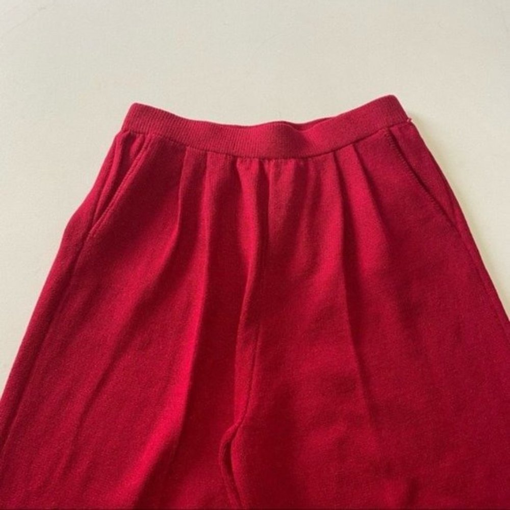 Vintage St. John Collection Santana Knit Red Pleated Pants Women’s Size 6 - Picture 3 of 9